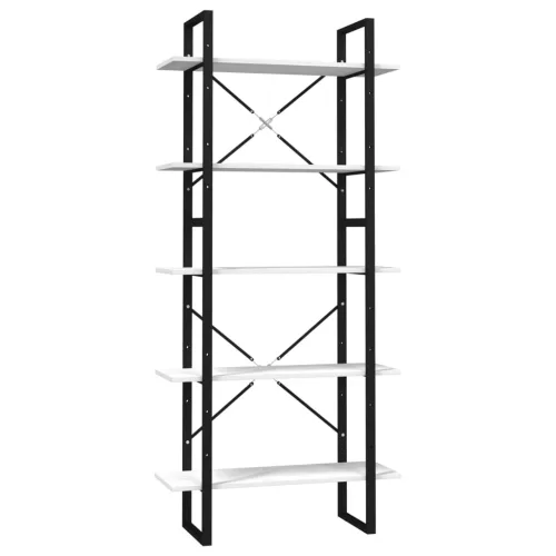  ötszintes fehér fenyőfa könyvszekrény 80 x 30 x 175 cm