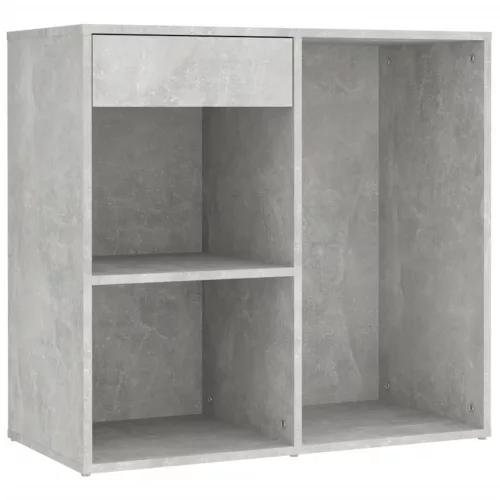  betonszürke szerelt fa fésülködőasztal LED-ekkel és szekrénnyel