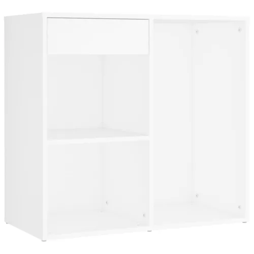  fehér szerelt fa fésülködőasztal LED-ekkel és 2 szekrénnyel