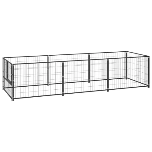  fekete acél kutyakennel 3 m²