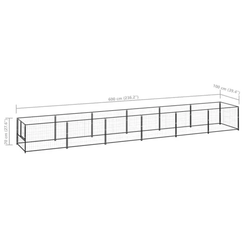  fekete acél kutyakennel 6 m²