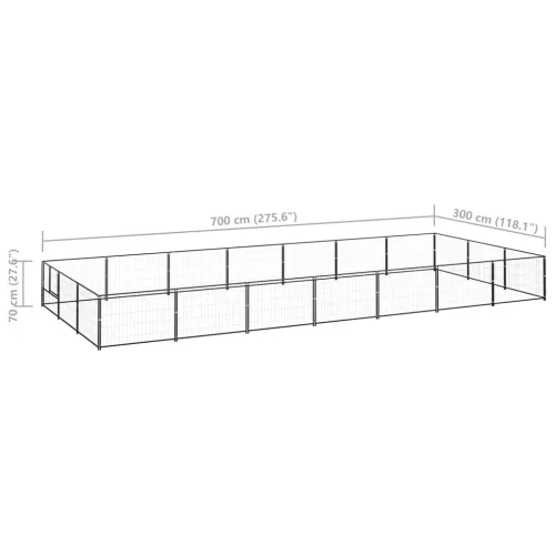  fekete acél kutyakennel 21 m²