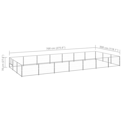  ezüstszínű acél kutyakennel 21 m²