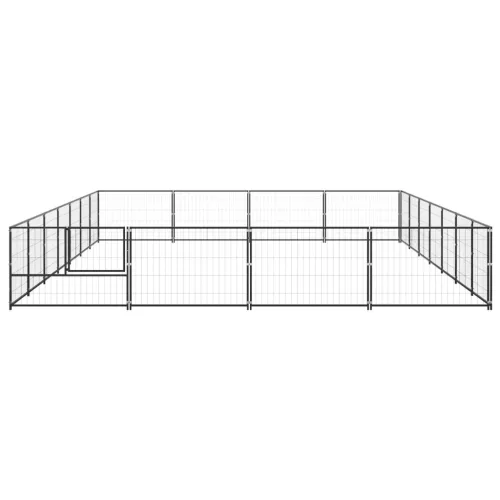  fekete acél kutyakennel 28 m²