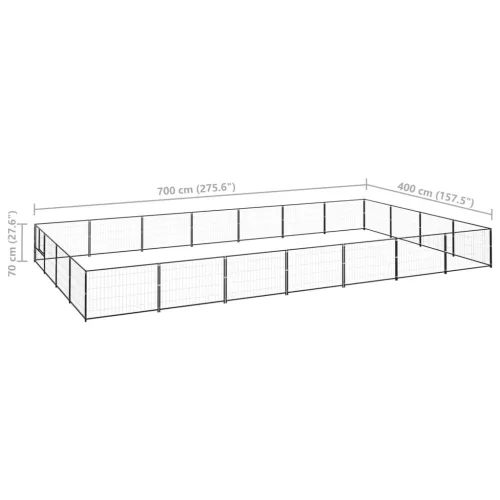  fekete acél kutyakennel 28 m²