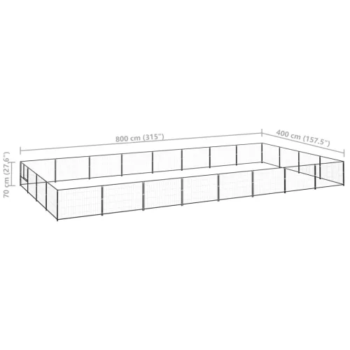  fekete acél kutyakennel 32 m²
