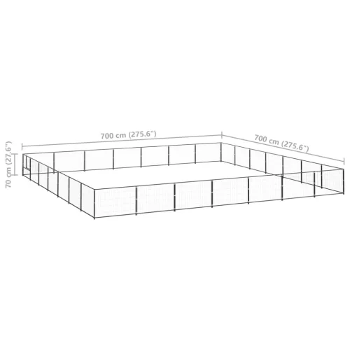  fekete acél kutyakennel 49 m²