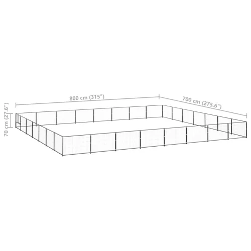  fekete acél kutyakennel 56 m²