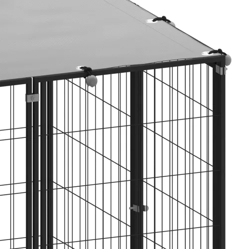  fekete acél kutyakennel 4,84 m²  