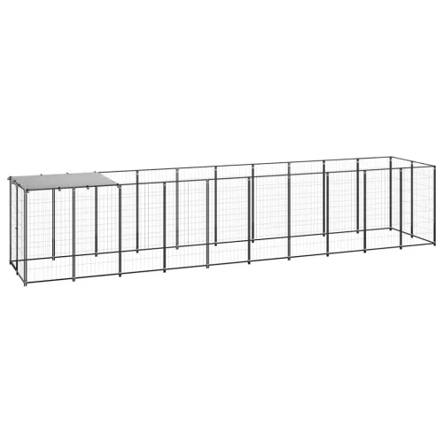  fekete acél kutyakennel 6,05 m²  