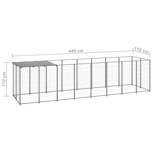  ezüstszínű acél kutyakennel 4,84 m²