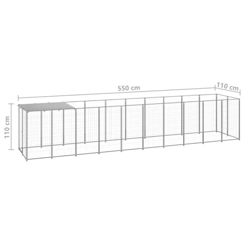  ezüstszínű acél kutyakennel 6,05 m²  