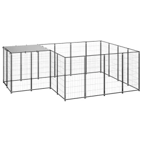  fekete acél kutyakennel 6,05 m²  