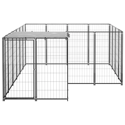  fekete acél kutyakennel 6,05 m²  