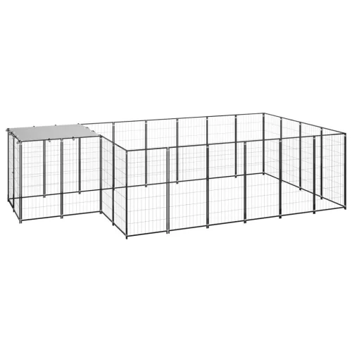  fekete acél kutyakennel 8,47 m²  