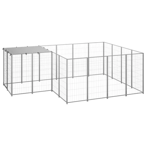  ezüstszínű acél kutyakennel 6,05 m²