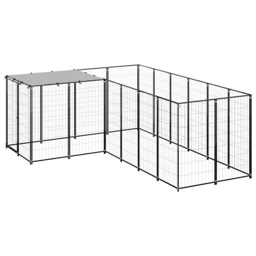  fekete acél kutyakennel 4,84 m²  