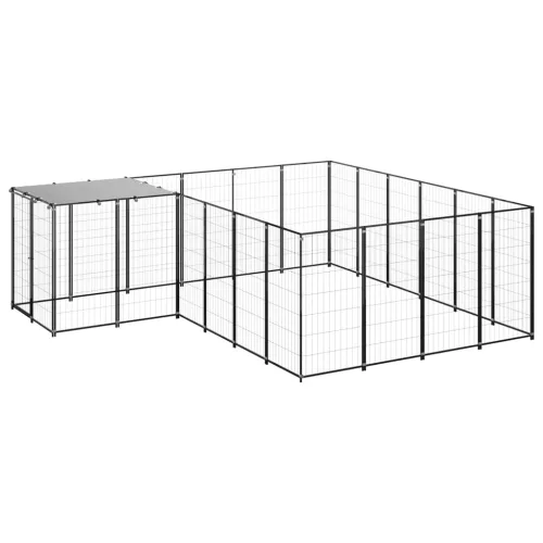  fekete acél kutyakennel 8,47 m²  