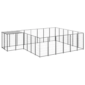  fekete acél kutyakennel 12,1 m²  
