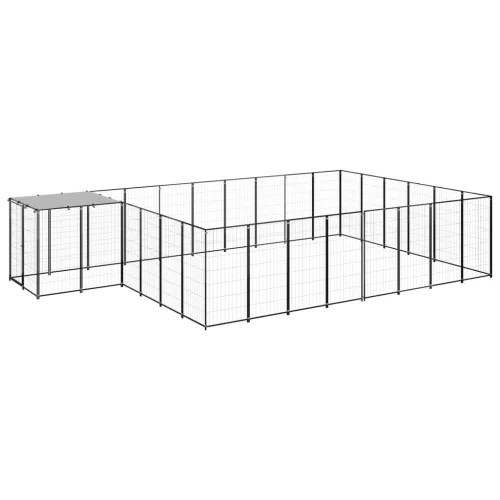  fekete acél kutyakennel 15,73 m²  