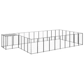  fekete acél kutyakennel 19,36 m²  