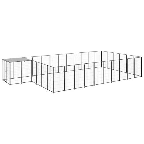  fekete acél kutyakennel 19,36 m²  