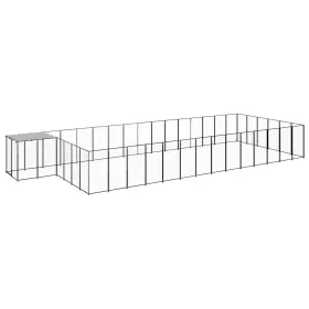  fekete acél kutyakennel 26,62 m²  