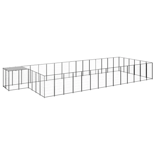  fekete acél kutyakennel 26,62 m²  