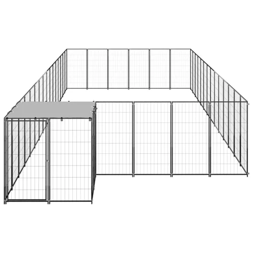  fekete acél kutyakennel 26,62 m²  