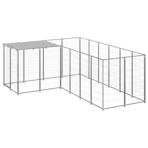 ezüstszínű acél kutyakennel 4,84 m²