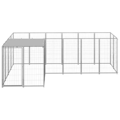  ezüstszínű acél kutyakennel 4,84 m²