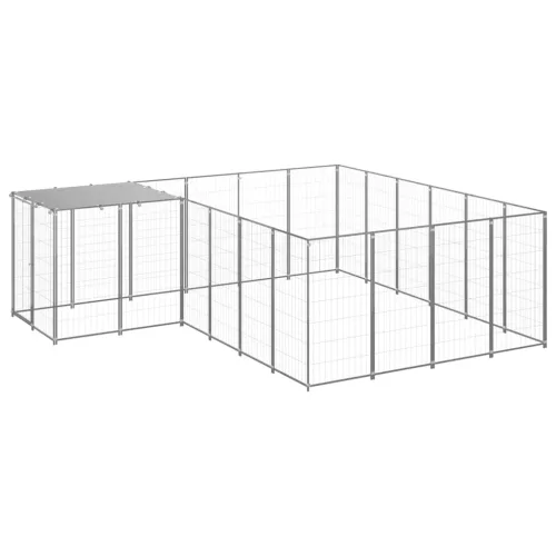  ezüstszínű acél kutyakennel 8,47 m²  