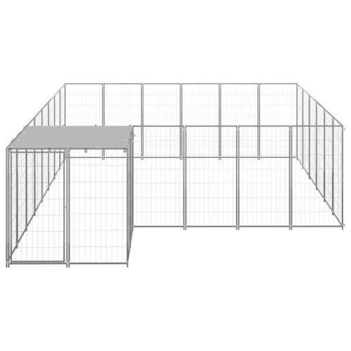  ezüstszínű acél kutyakennel 12,1 m²