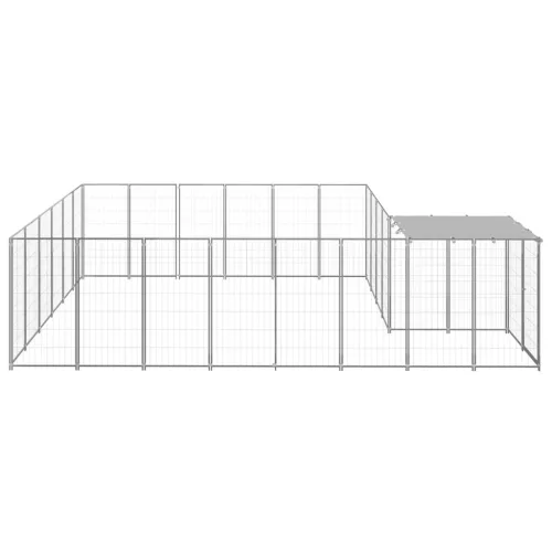  ezüstszínű acél kutyakennel 12,1 m²