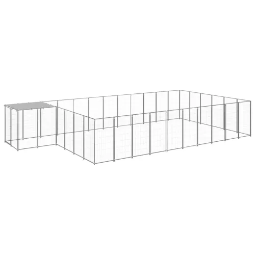  ezüstszínű acél kutyakennel 19,36 m²