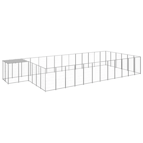  ezüstszínű acél kutyakennel 22,99 m²  