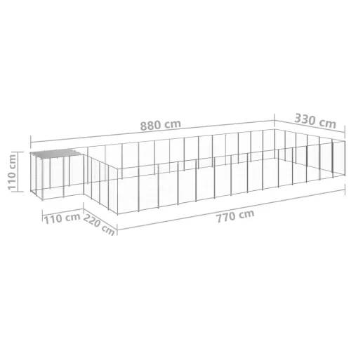  ezüstszínű acél kutyakennel 26,62 m²
