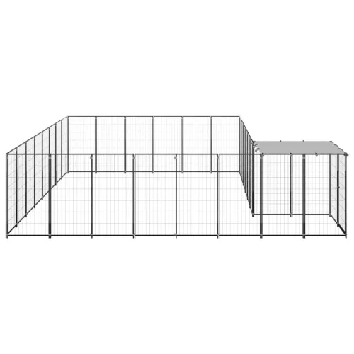  fekete acél kutyakennel 15,73 m²  