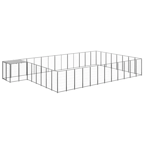  fekete acél kutyakennel 30,25 m²  