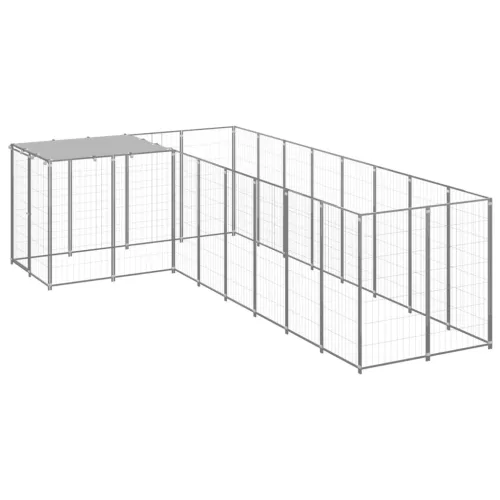  ezüstszínű acél kutyakennel 6,05 m²  