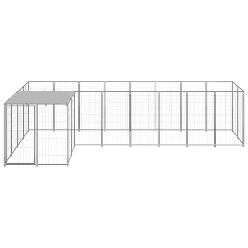 ezüstszínű acél kutyakennel 6,05 m²  