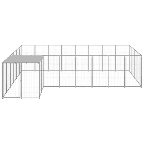  ezüstszínű acél kutyakennel 10,89 m²