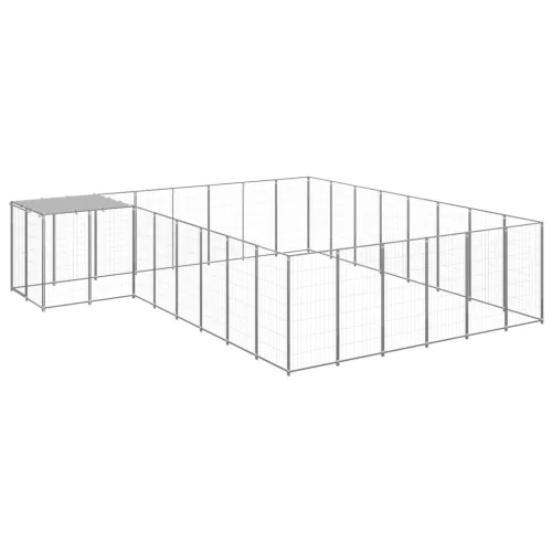  ezüstszínű acél kutyakennel 15,73 m²  