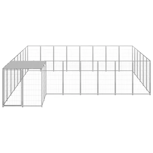 ezüstszínű acél kutyakennel 15,73 m²  