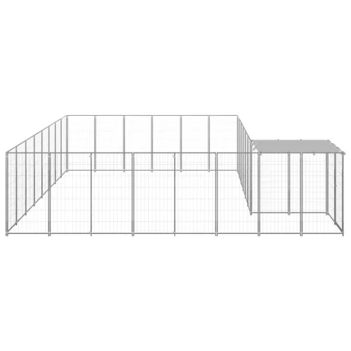  ezüstszínű acél kutyakennel 15,73 m²  