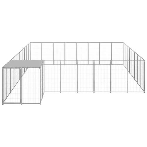  ezüstszínű acél kutyakennel 20,57 m²