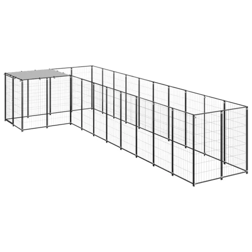  fekete acél kutyakennel 7,26 m²  