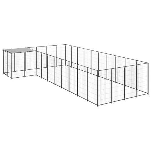  fekete acél kutyakennel 13,31 m²  