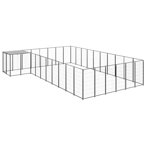 fekete acél kutyakennel 19,36 m²  