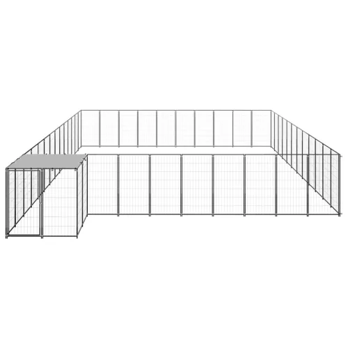  fekete acél kutyakennel 37,51 m²  